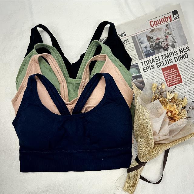 [4color/당일발송] 요가 필라테스 헬스 스포츠탑 브라 운동복 노와이어 브라탑