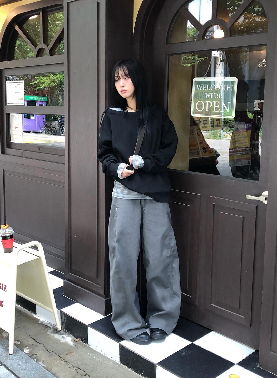 루프온 리벳 포켓 코튼 와이드 팬츠 (3color)