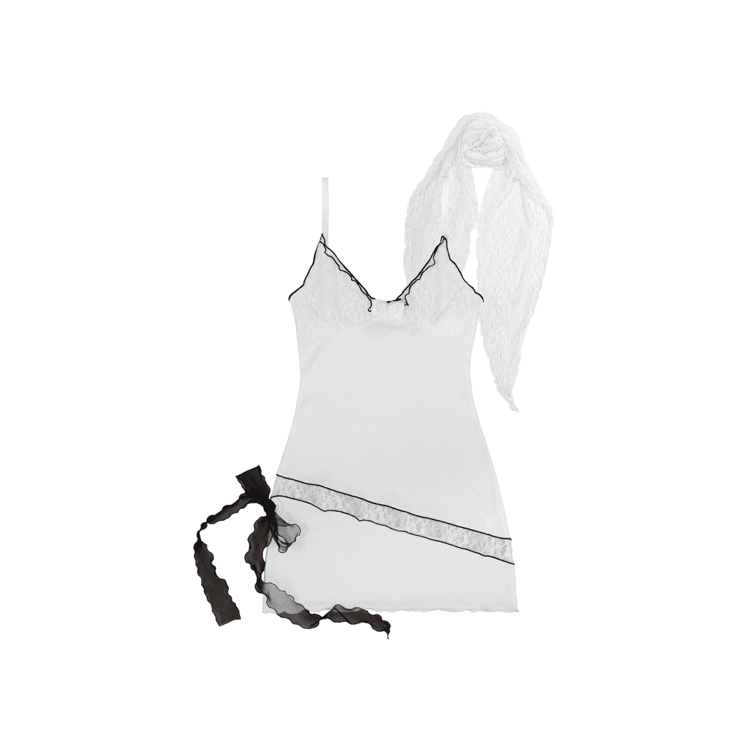 White Scarf Dress Set - XS / White