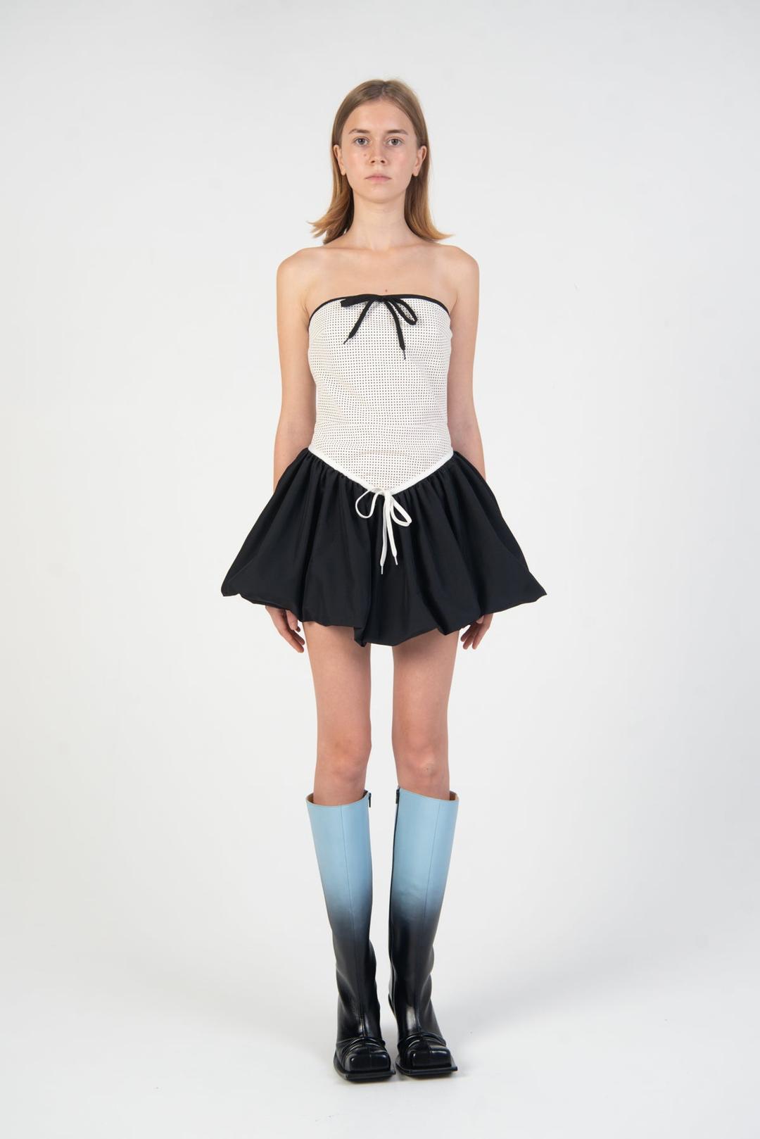 CHARLOTTE BOW DETAIL STRAPLESS DRESS