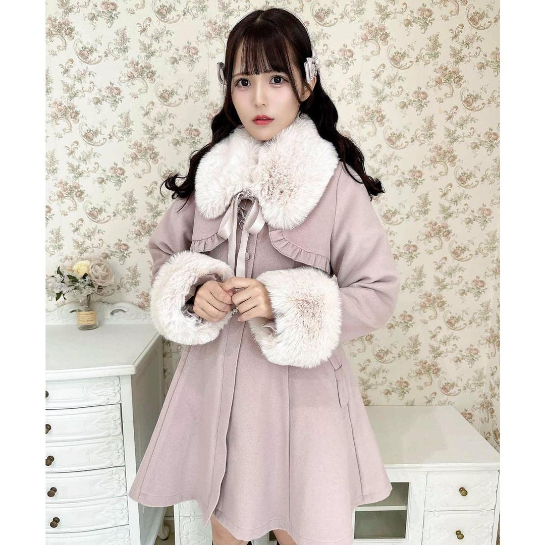 パールチャームティペット付きボレロ風コート （ピンク）