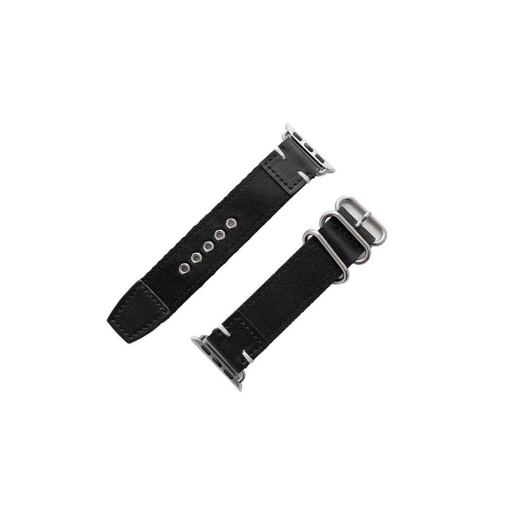 APPLE WATCH NATO STRAP (Black & Silver)
