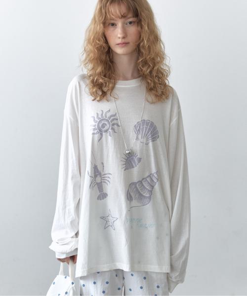 Summer vacation long sleeve tee_ivory