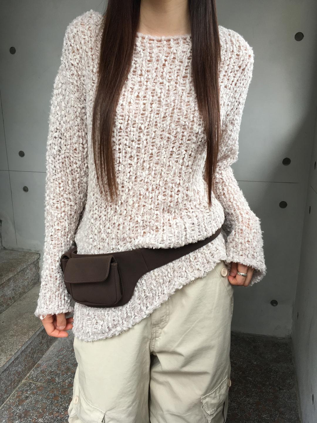 NET BOAT NECK KNIT [BEIGE]