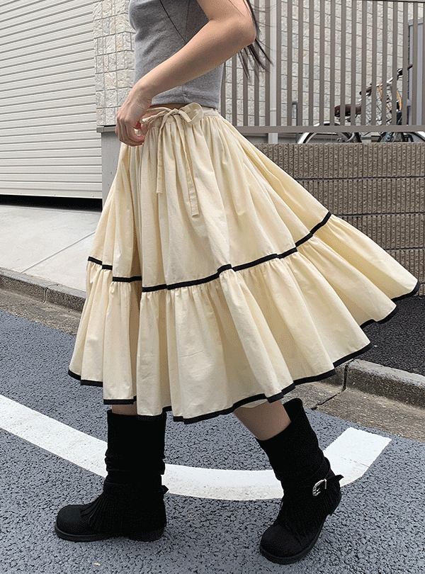 재즈디오더 TAPE FLARE RIBBON SKIRT (2C)