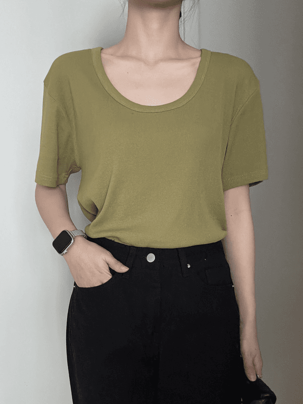 (그레이 7일 이상) 릴리즈 유넥 반팔 티셔츠 4color