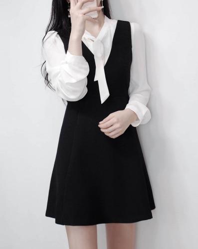 블루밍 미아 쉬폰 리본타이 하객 페미닌 블라우스