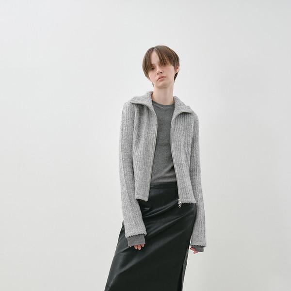FUZZY ZIP TOP _ L/M.GREY