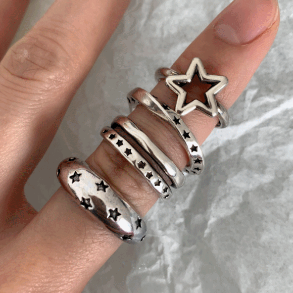[실버925은도금] 별 빈티지 y2k 그릭 레이어드 은도금 반지 4type