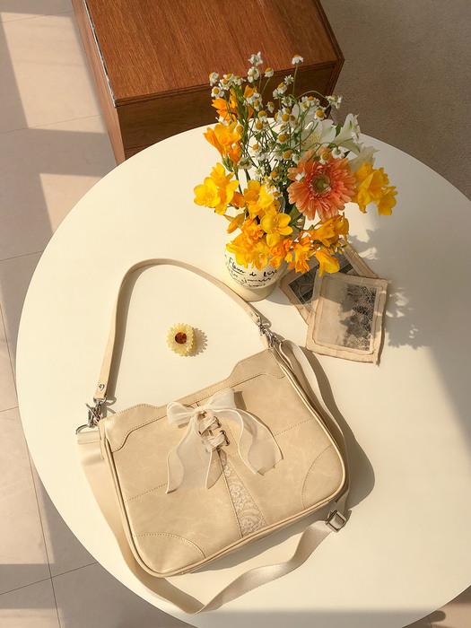 Bustier ribbon bag - butter sand
