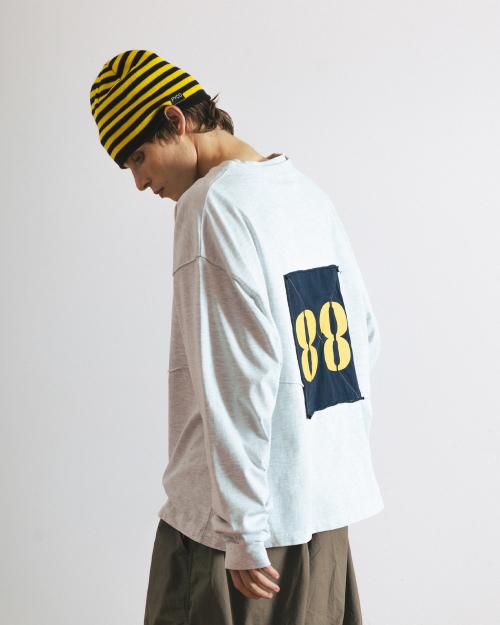 Cut-Off Layered Long Sleeve - White Melange