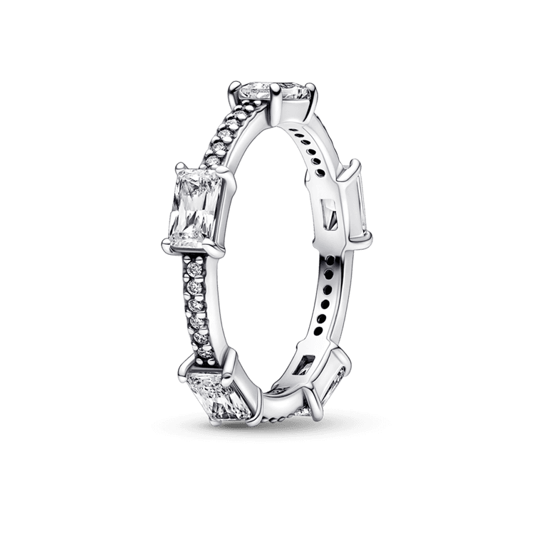 렉탱글 바 스파클링 파베 링