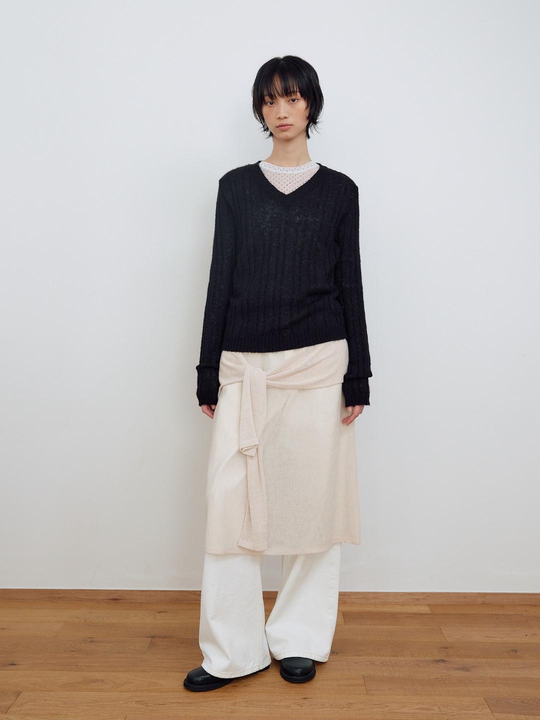 TIE LAYERED SKIRT_CREAM