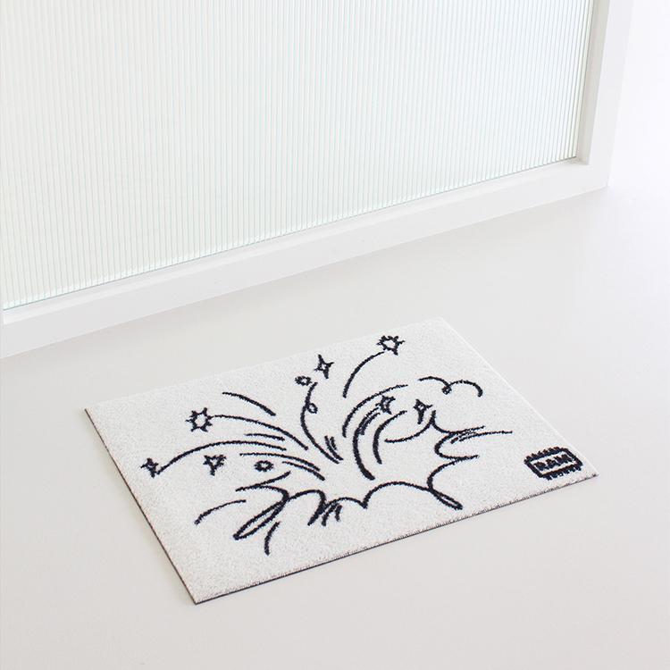 “Bombs or Firework?” door mat (white) 도어매트, 러그