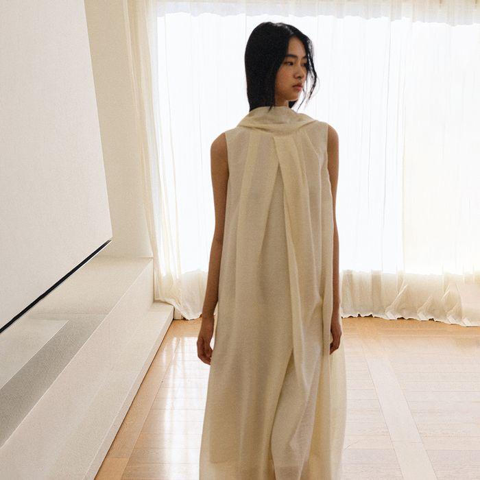 Cecil Scarf Dress Ecru