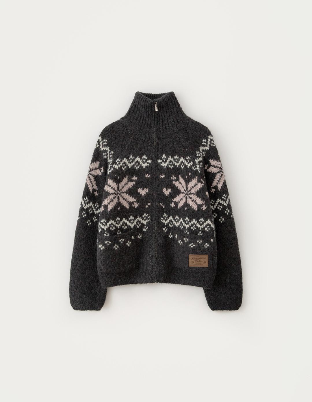 [Release] 1.5 출고 Igloo Nordic Knit Zip-Up Jumper - Charcoal