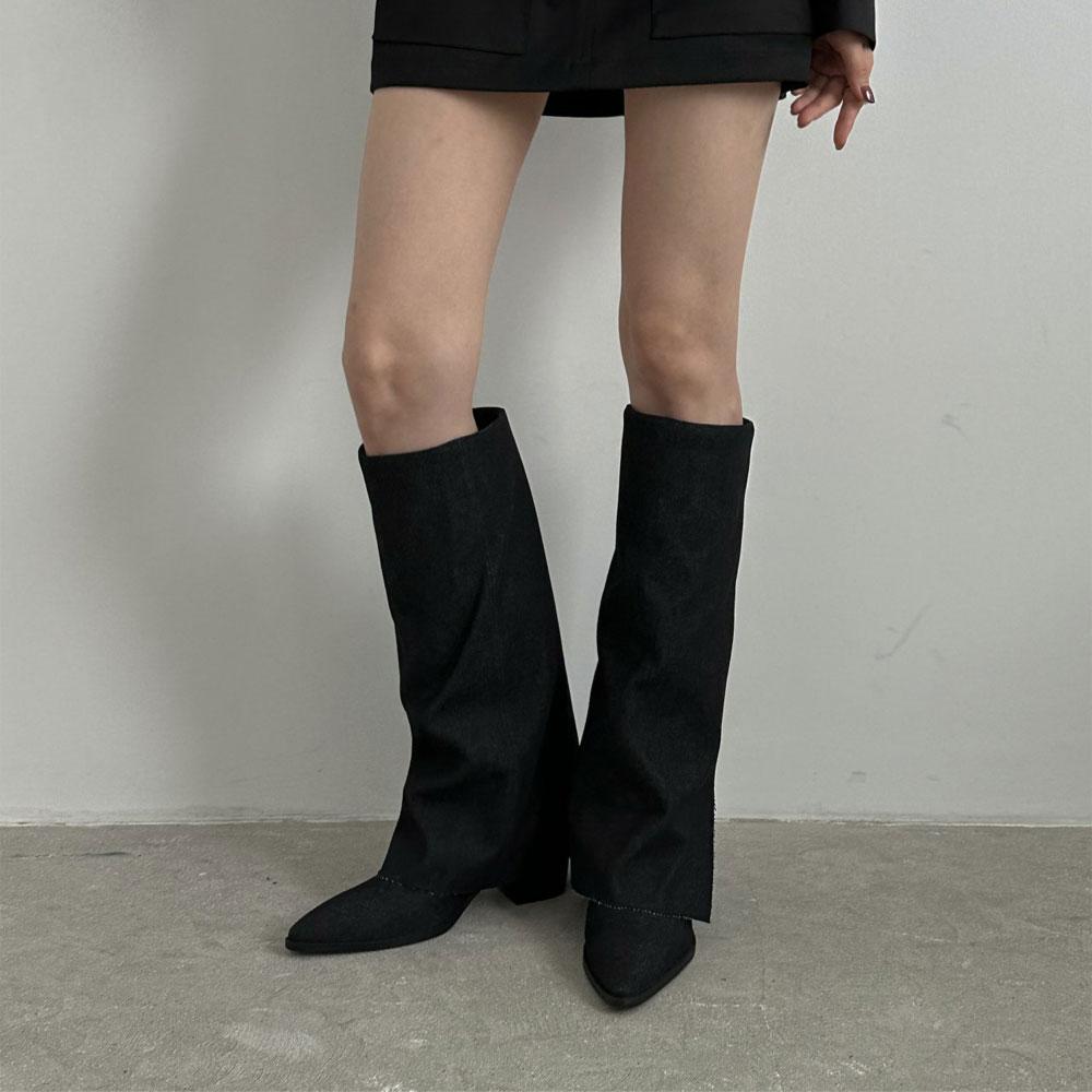 통넓은 스틸레토 워머 폴딩부츠 롱부츠