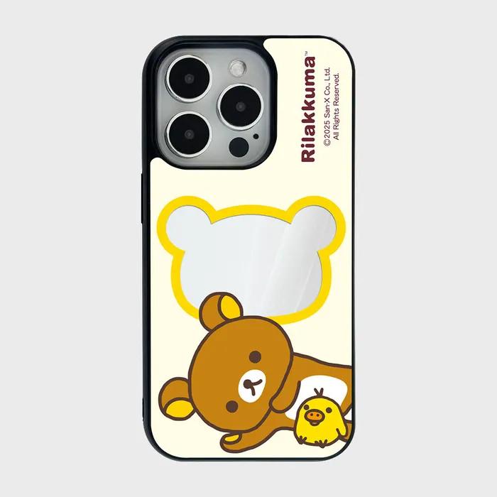 리락쿠마 컬러 프레임 미러 케이스_아이보리프레임