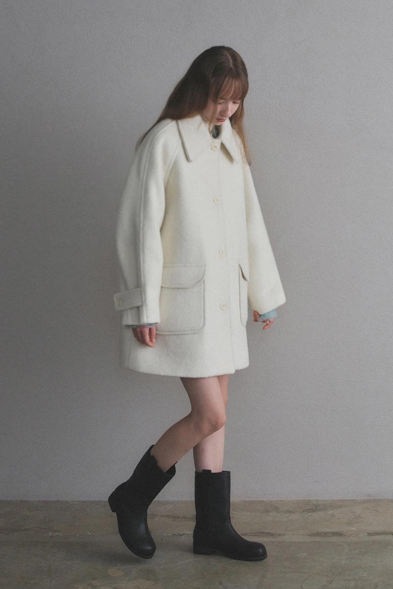 Oro - 부클 하프 울 코트_Cream