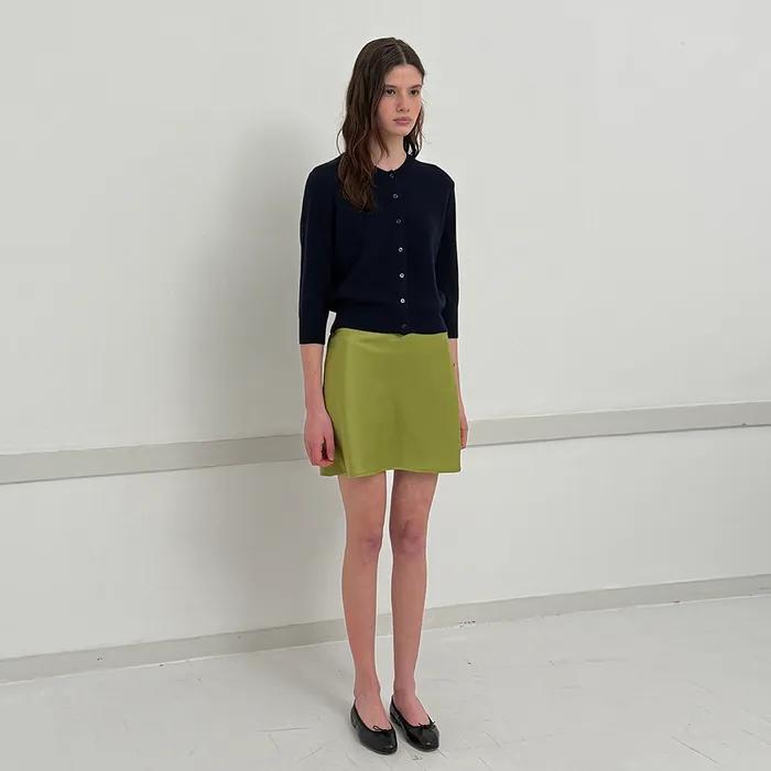 [5th pre-order] Satin Mini Skirt_Olive Green by Japanese Fabric