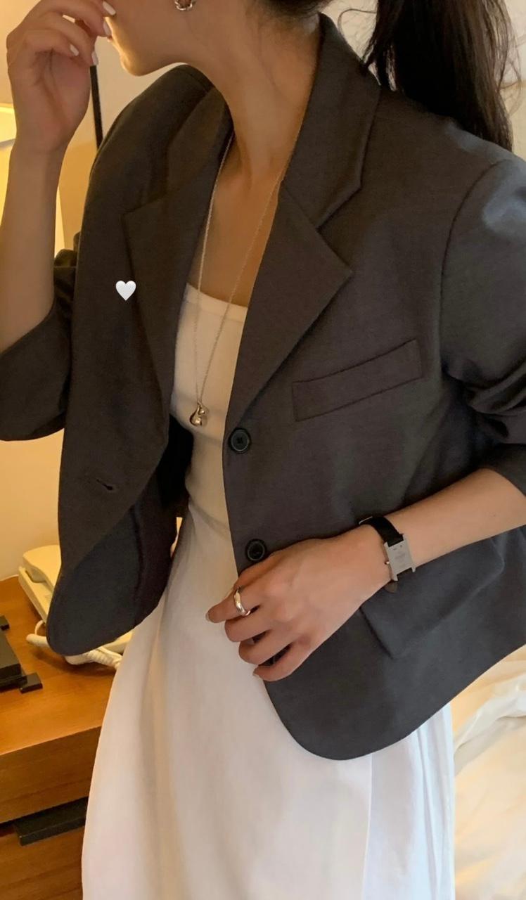 miel 미엘 힐드 자켓 24SS 봄 싱글 숏 데이트 데일리 (2컬러)