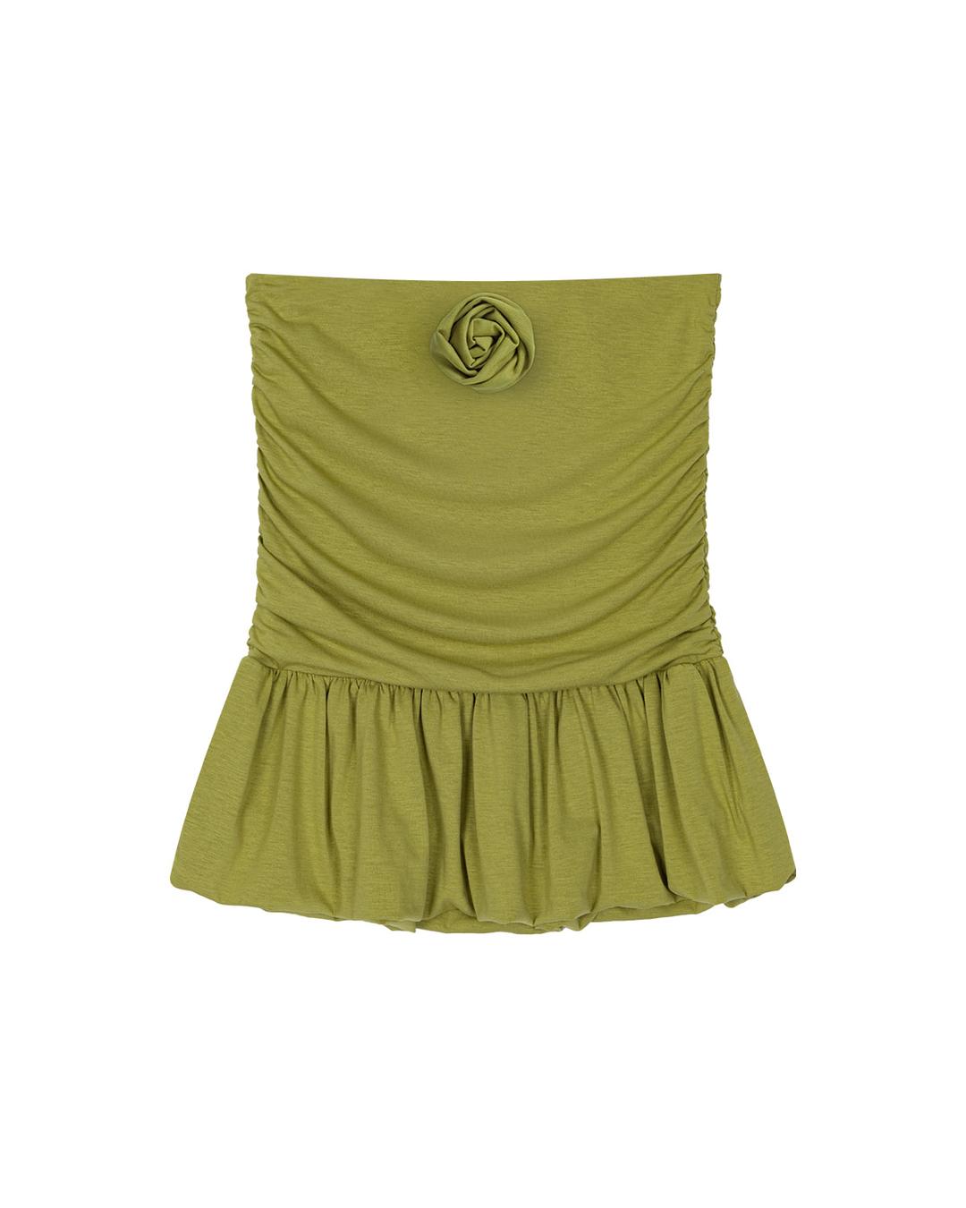 ROSE RUFFLED TUBE TOP, OLIVE