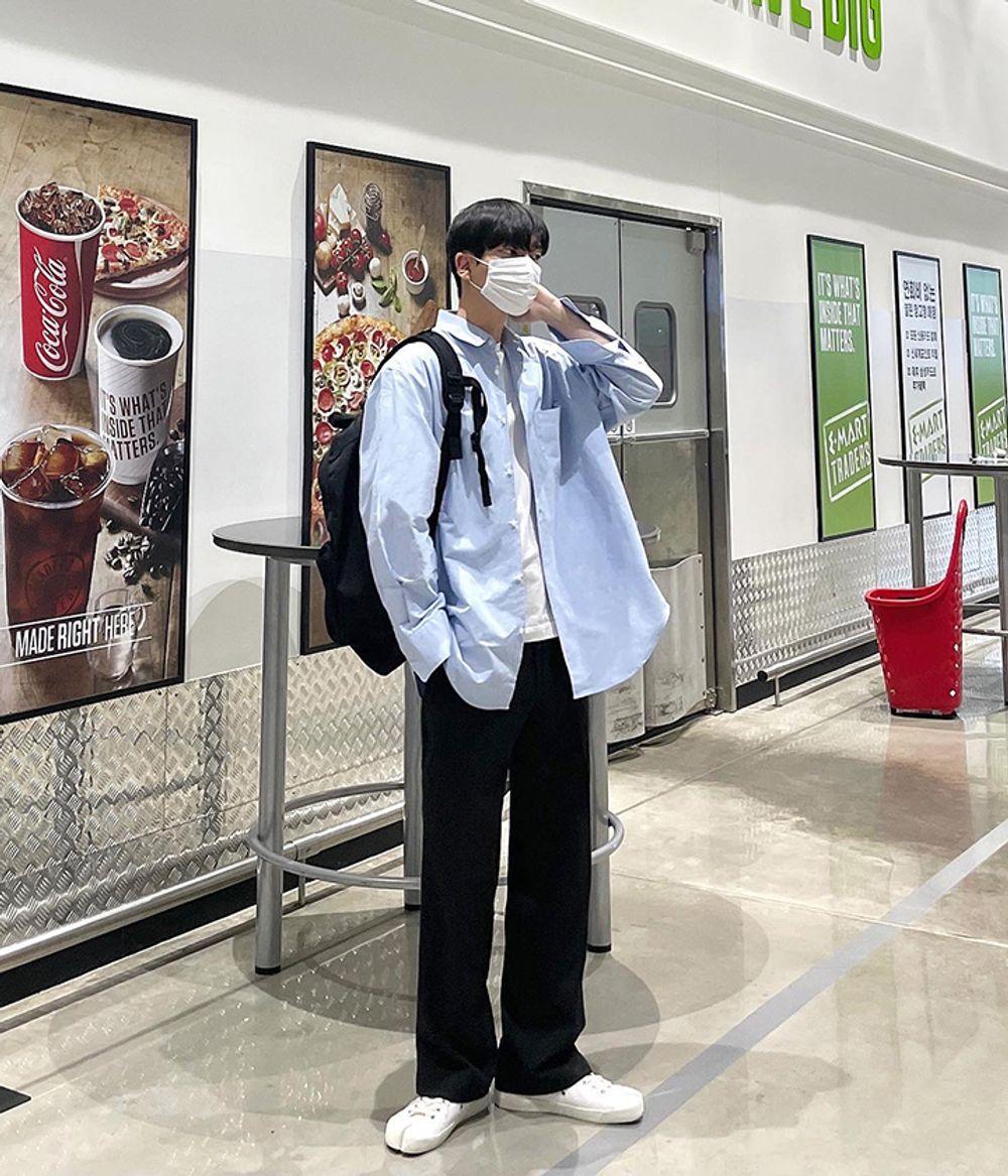 [당일출고/7만장돌파/자체제작] 오버핏 옥스퍼드 소라 화이트 남방 셔츠 남친룩2color