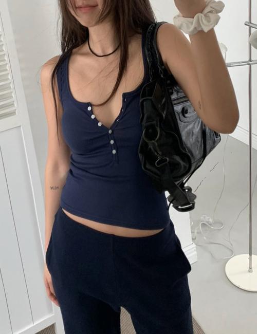 henley neck tank top