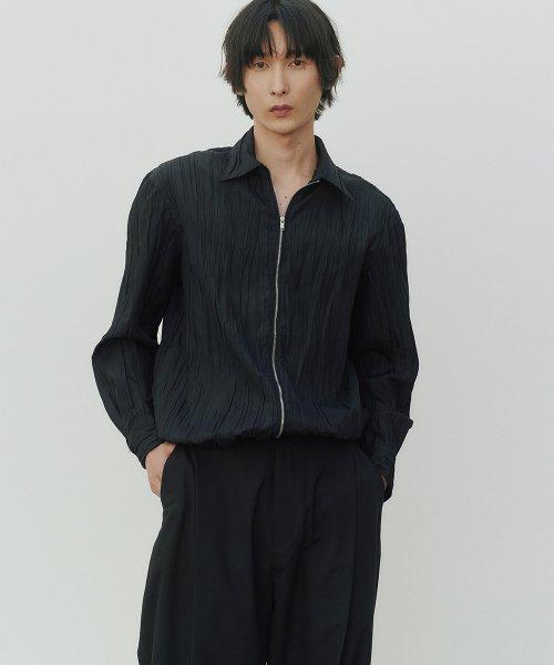 크링클 집업 셔츠 (블랙)