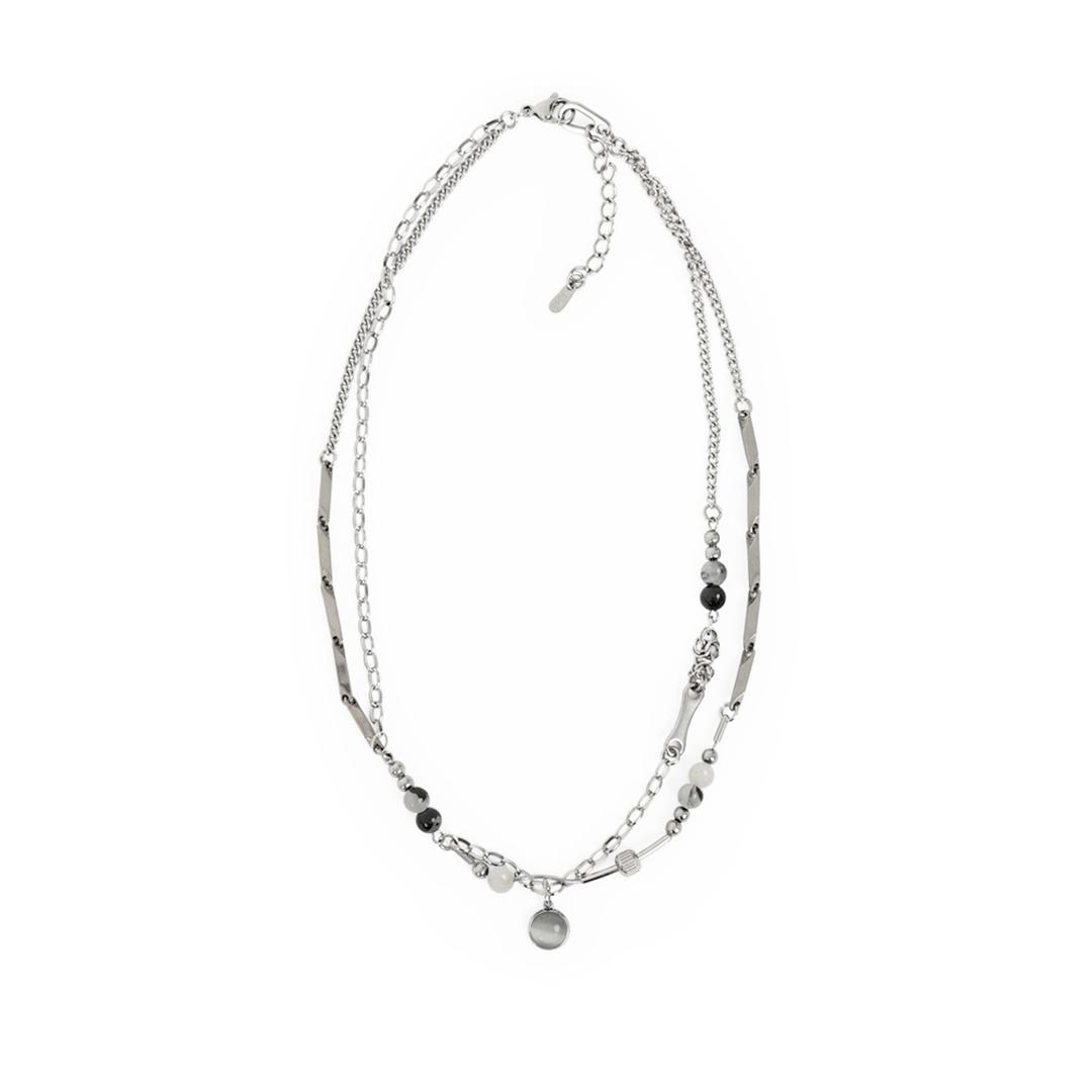 그레슬린 원석 레이어드 목걸이 _ 화이트