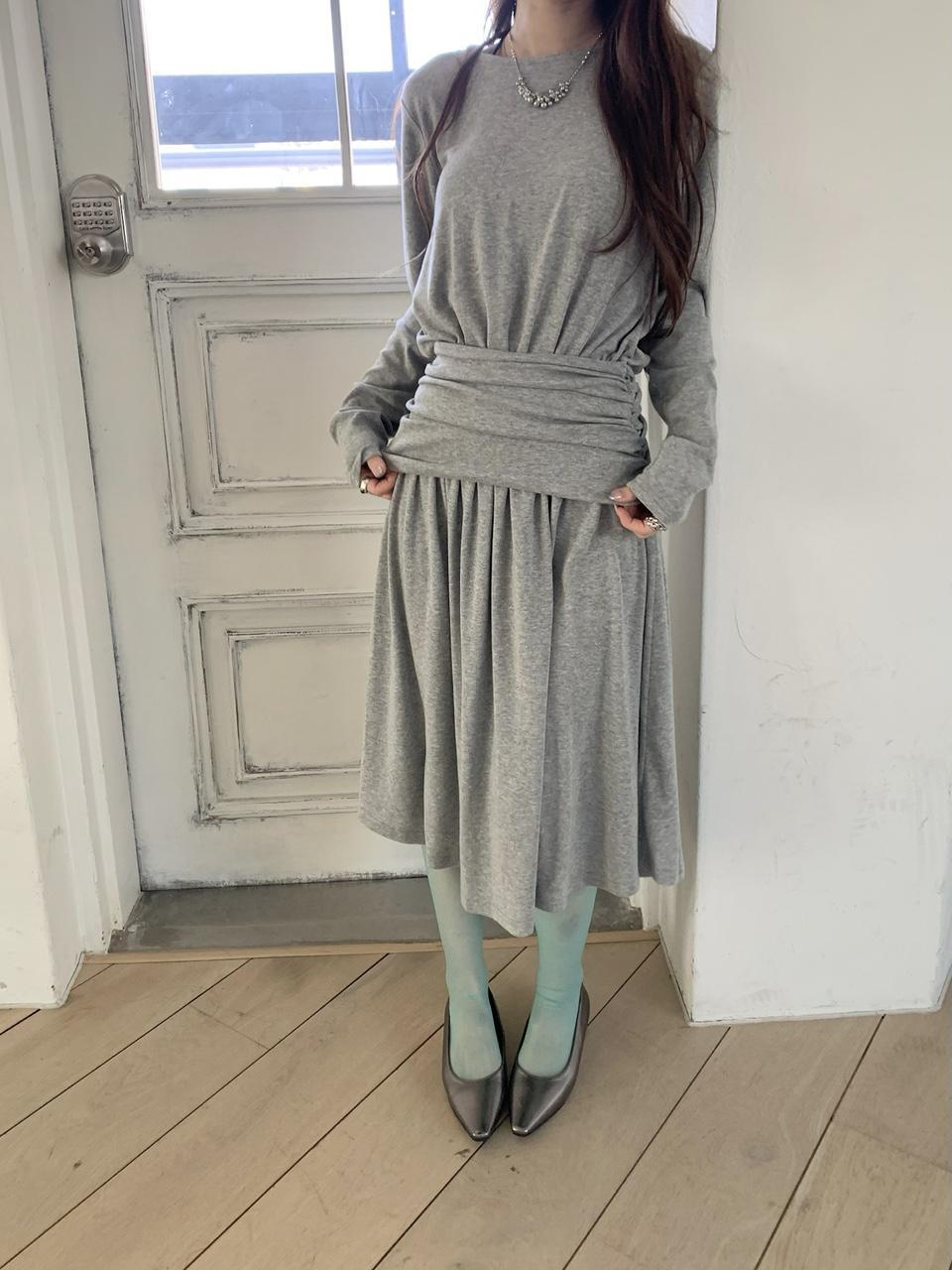 슬립오버 Madeline ops 셔링 밴딩 스판 롱원피스