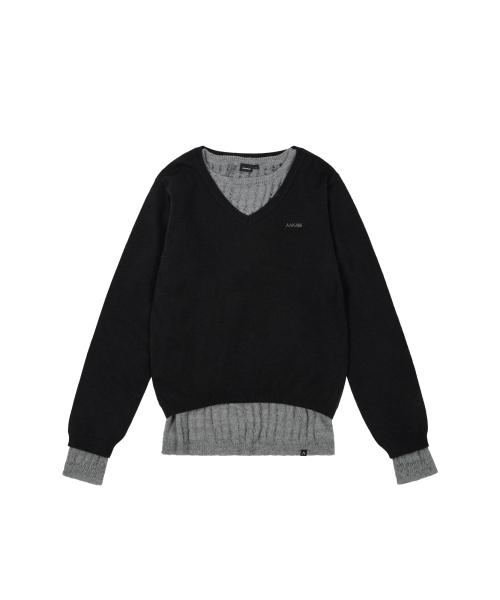 Layered V-Neck Knit (Black)