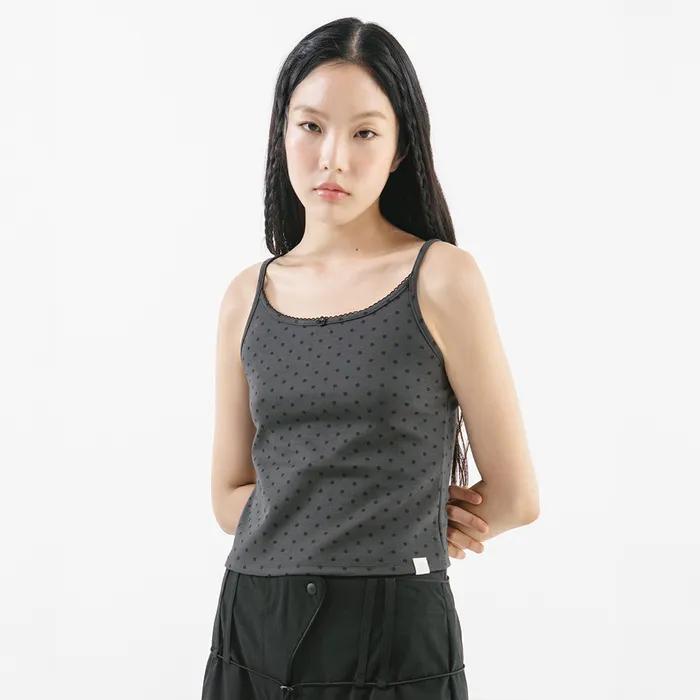 DOTTED TANK TOP [CHARCOAL]