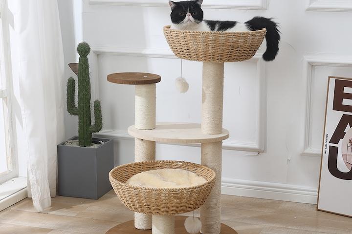 고양이 브라운 바스켓 캣타워