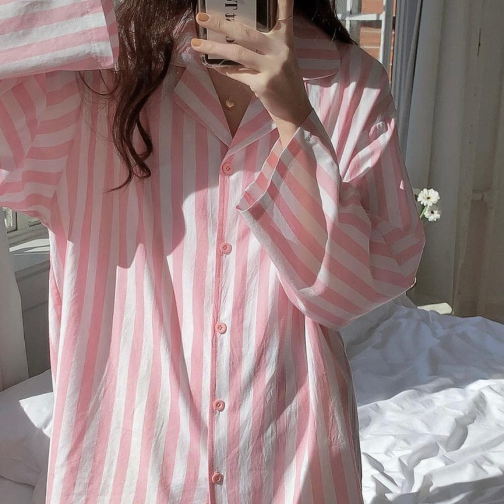 여성잠옷 스트라이프파자마 빅사이즈 파자마세트 면잠옷 (2color)