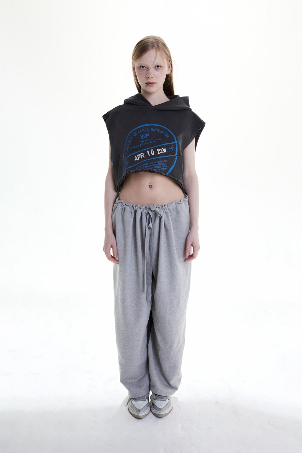 스탬프 크롭 후디 (챠콜)