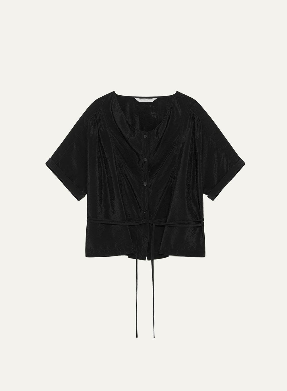 Rina Blouse Obsidian Satin