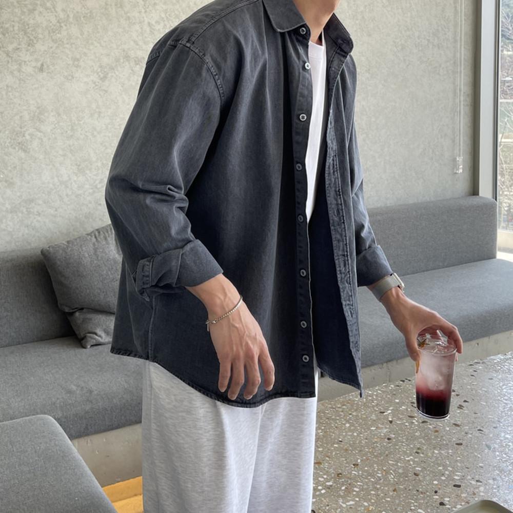 피그먼트 워싱코튼 오버핏 셔츠남방 (5color)