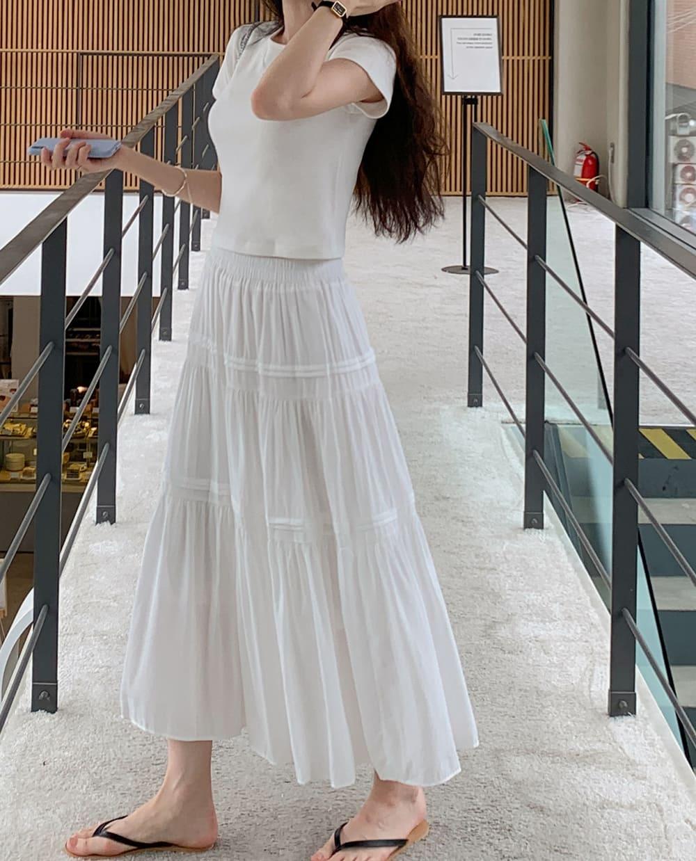 온드 핀턱 스커트 / 캉캉스커트 / 티어드스커트/ 여름롱스커트 / 밴딩 / 프릴 / 화이트스커트