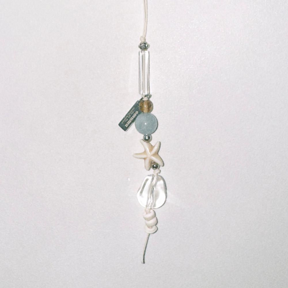 오무무 star fish keyring 불가사리와 하늘색 원석 매듭 키링