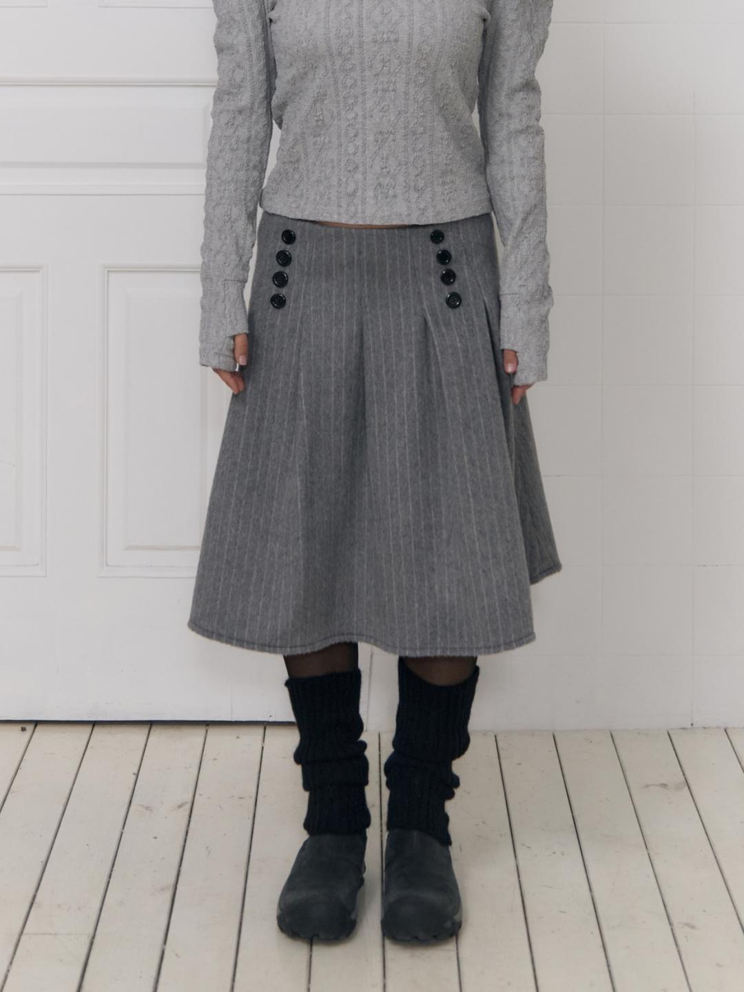 KANARI BUTTON SKIRT -Light grey-