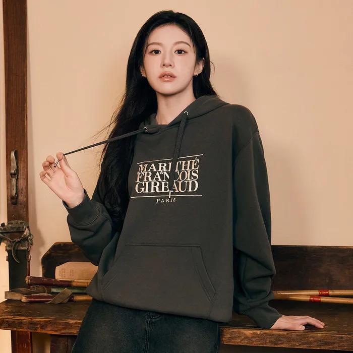 CLASSIC LOGO EMBROIDERY HOODIE (BRUSHED) charcoal