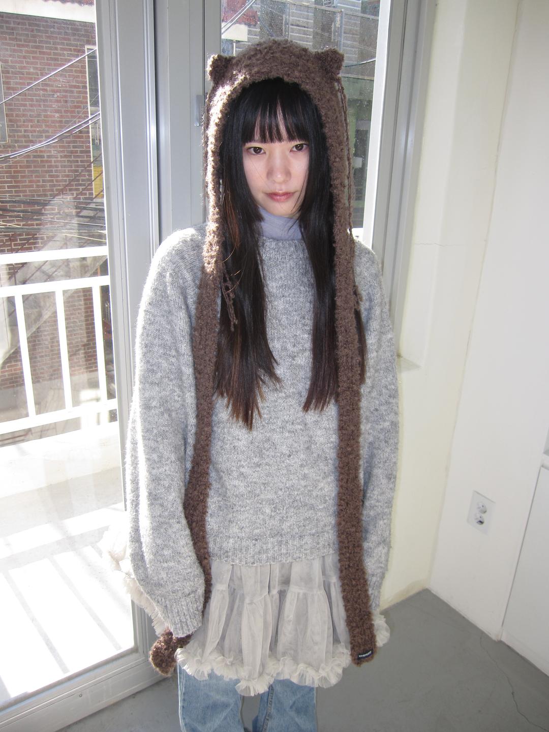 fluffy cat bonnet (cocoa)