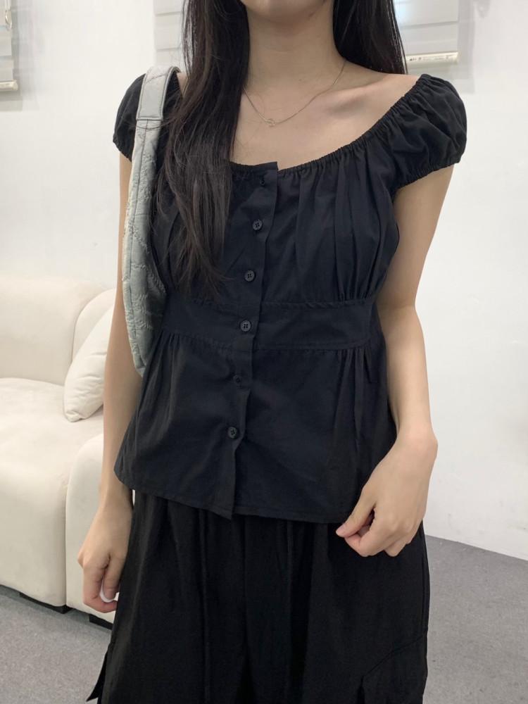 투웨이 오프숄더 퍼프 블라우스 (3col)