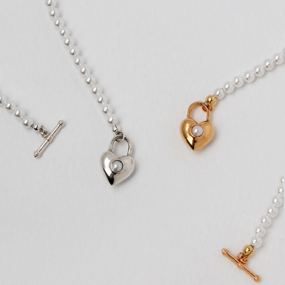 [SILVER] 3PEARL HEART LOCK T N (2 COLORS)