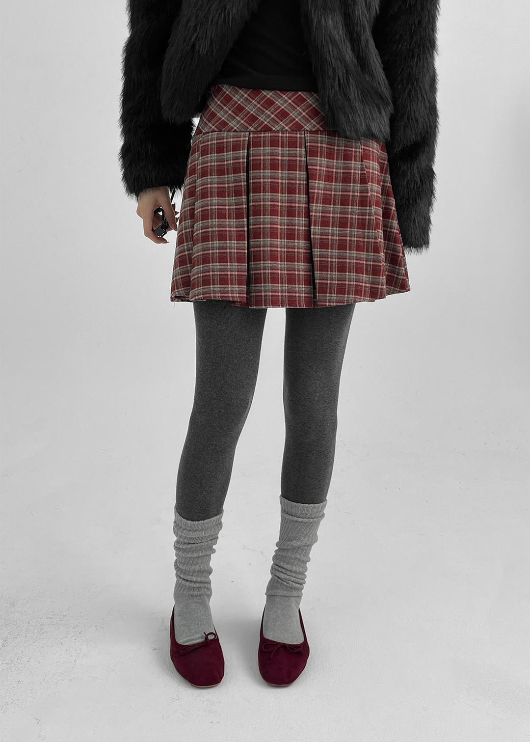 캔잉 플리츠 울 미니 스커트팬츠