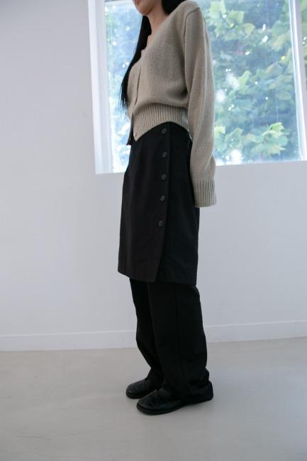 오무수히 button wrap skirt pants(3colors)