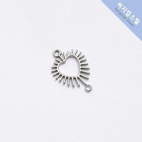 [PART-2203] 써지컬스틸 양고리 방사 하트 팬던트 약 15.6x22.7mm 팬던트 [1개] 스테인레스 악세서리부자재