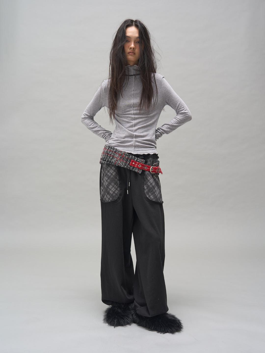 NOVA CHECK SWEAT PANTS_BLACK