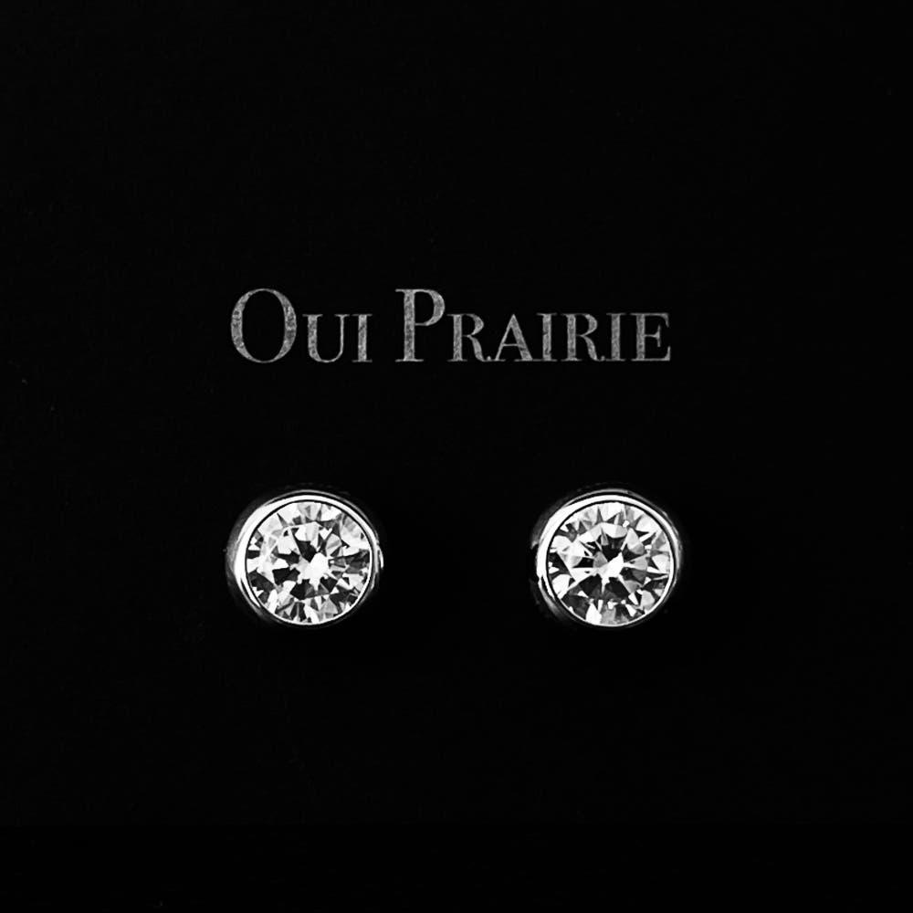 [위프레리] 실버 5A 베젤 스터드 귀걸이, Silver 5A Bezel Stud Earrings